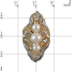 A2980 14K RETRO SLIDE WITH 3 PEARLS 